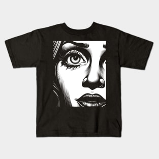 Pop art girl portrait in monochrome Kids T-Shirt